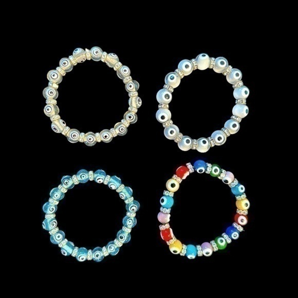 Gorgeous Stretch Evil Eye Bracelets - Set of 4 - Handmade - Picture 1 of 6